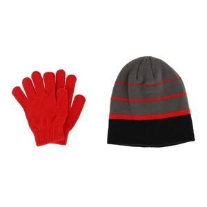 Grand Sierra Kids' 8-12 Striped 2-Piece Winter Beanie and Glove Set